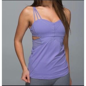 Lululemon No Limits Women's Workout Tank Top Purple Strappy Back‎ Built In Bra